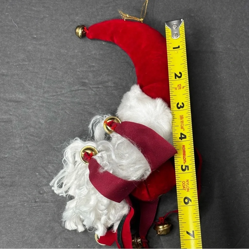 Vintage Rubber Face Santa Claus Head Ornament With Jingle Bells